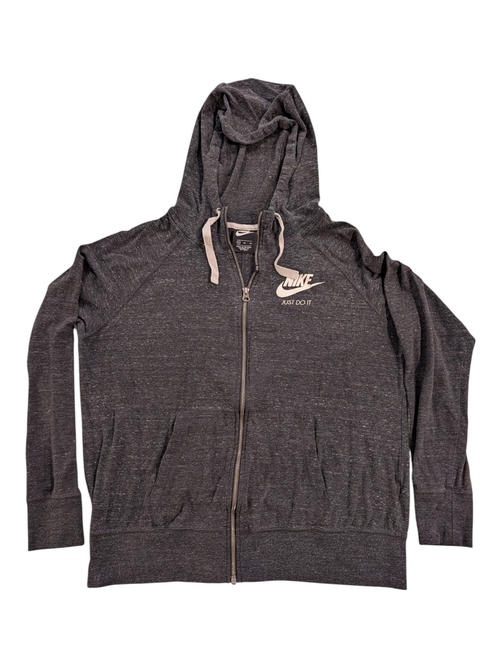 Nike Women’s Charcoal Gray Full-Zip Hoodie with White Logo